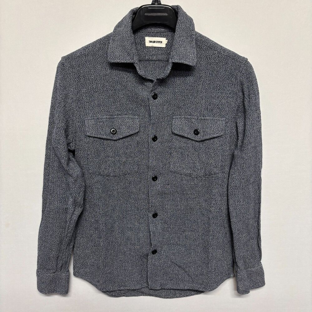 Taylor Stitch Linen Tweed The Point Button Shirt Size 36 XS Heather Blue D133 9